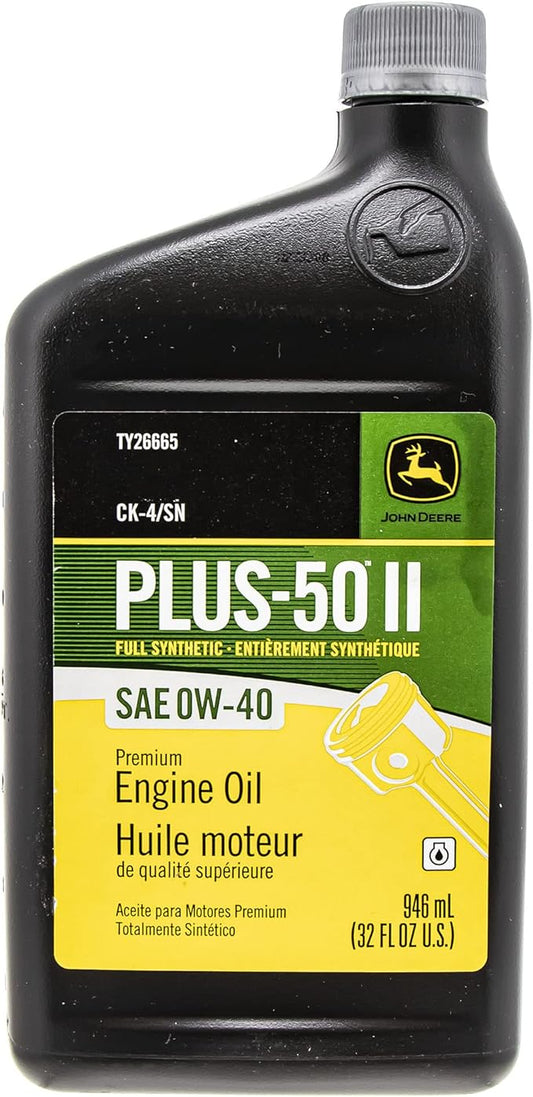 John Deere Plus-50 II CJ-4 Synthetic Blend Motor Oil 0W-40 (Quart) TY26665